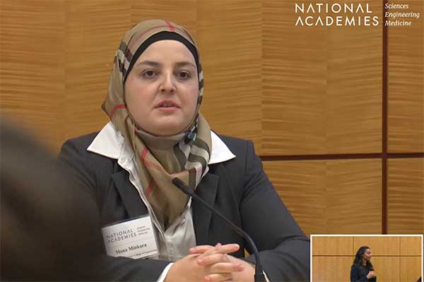 Mona Minkara introducing herself at the beginning of the panel.