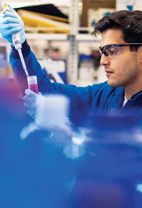 student working in lab